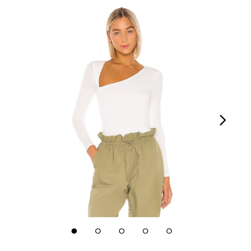 Lovers and Friends asymmetric neckline bodysuit white small